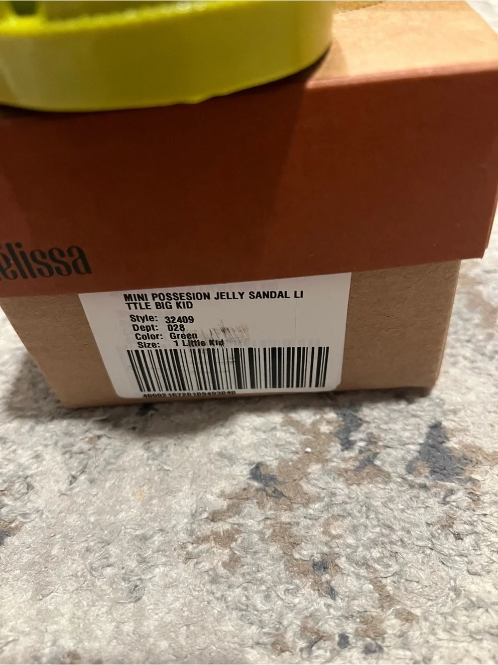 Mini Melissa Pea Green Jelly Fisherman Sandals; size 1; NWT and box